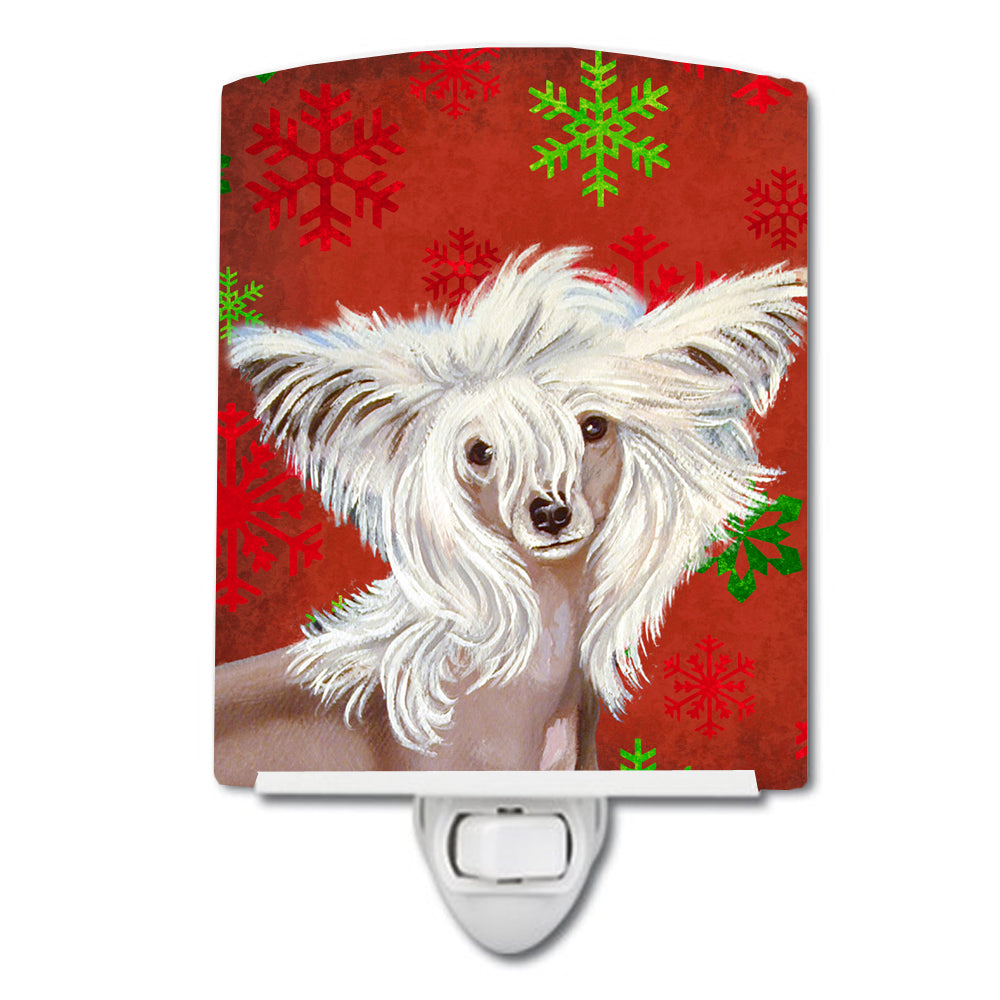 Chinese Crested Red and Green Snowflakes Holiday Christmas Ceramic Night Light LH9347CNL - the-store.com