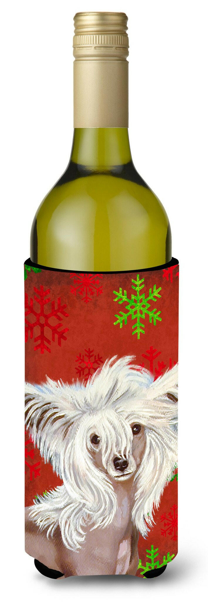 Chinese Crested Snowflakes Holiday Christmas Wine Bottle Beverage Insulator Beverage Insulator Hugger by Caroline's Treasures