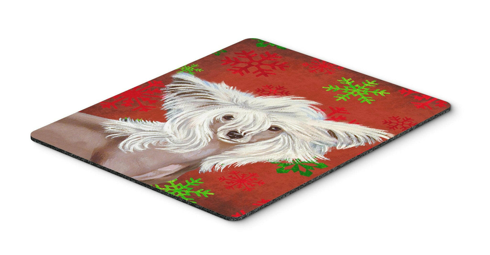 Chinese Crested Red and Green Snowflakes Christmas Mouse Pad, Hot Pad or Trivet by Caroline's Treasures