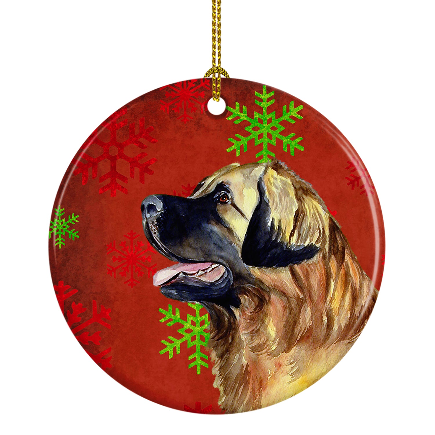 Leonberger Red Snowflake Holiday Christmas Ceramic Ornament LH9348 - the-store.com