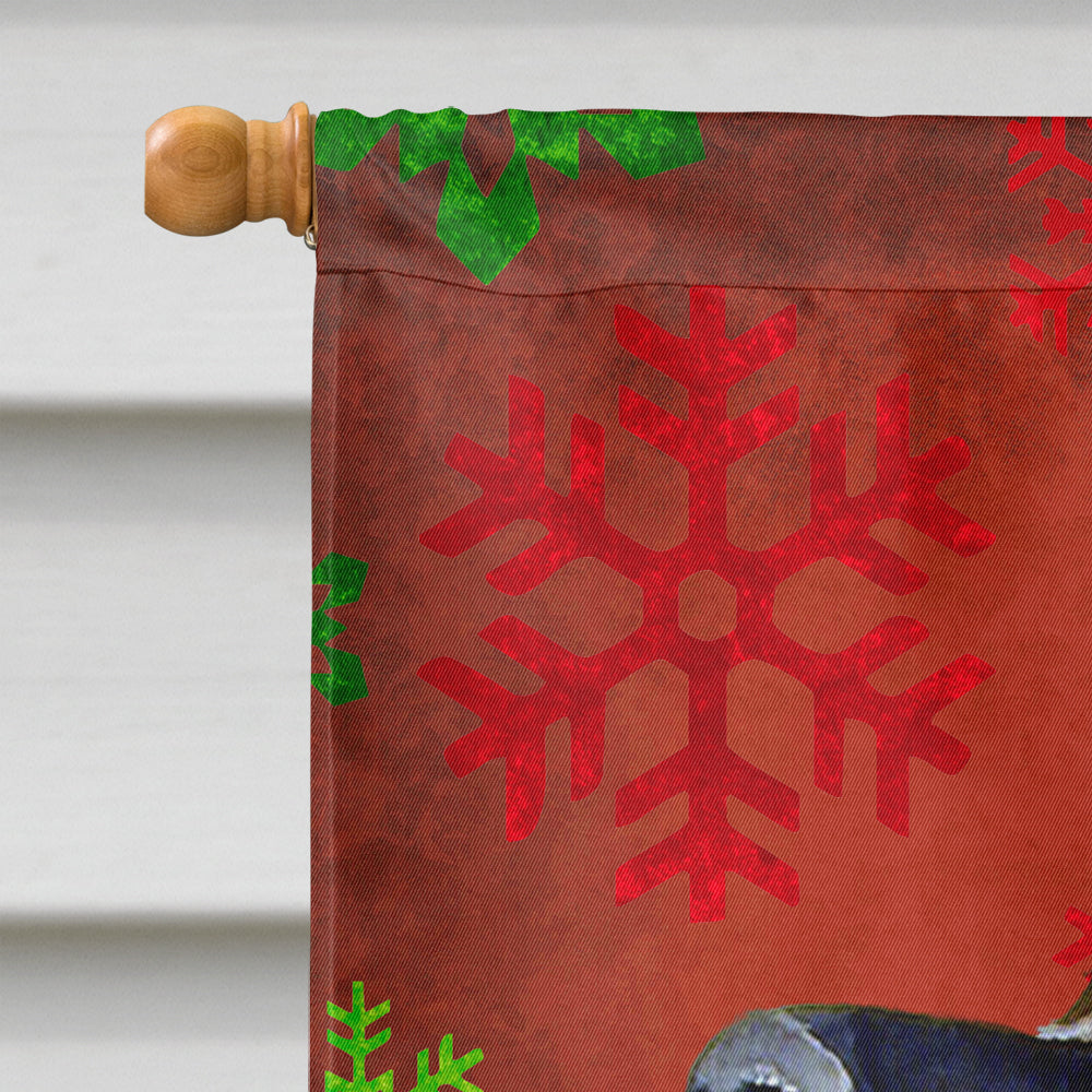 Leonberger Red and Green Snowflakes Holiday Christmas Flag Canvas House Size