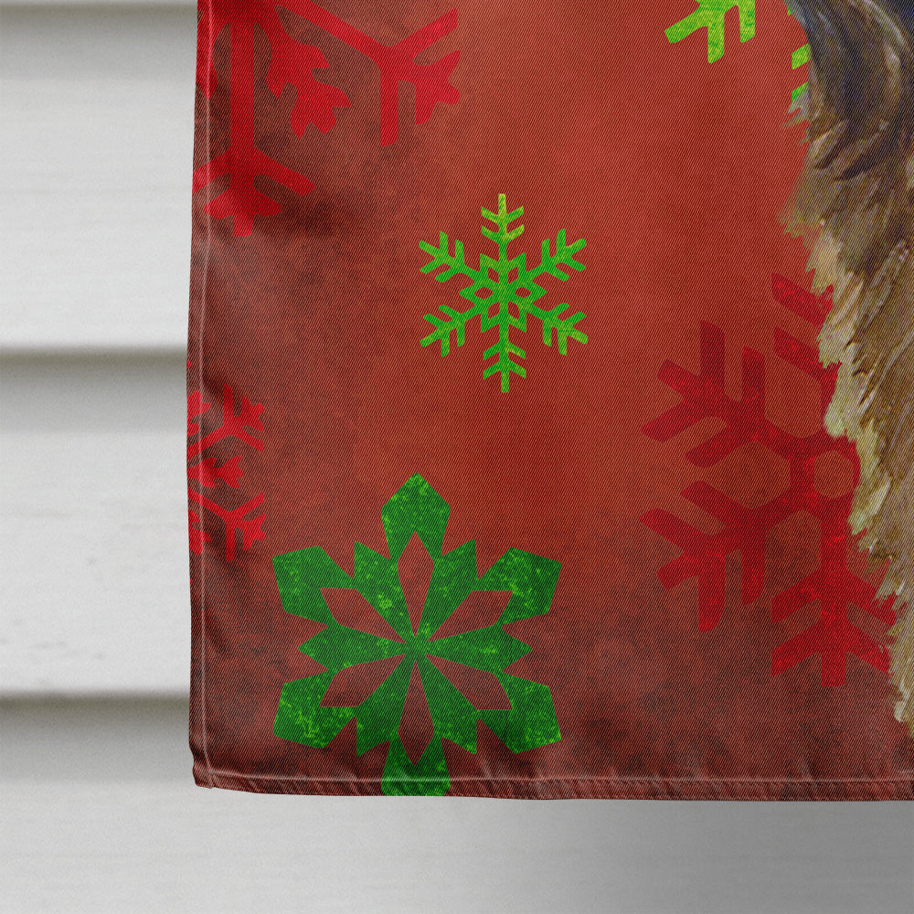 Leonberger Red and Green Snowflakes Holiday Christmas Flag Canvas House Size  the-store.com.