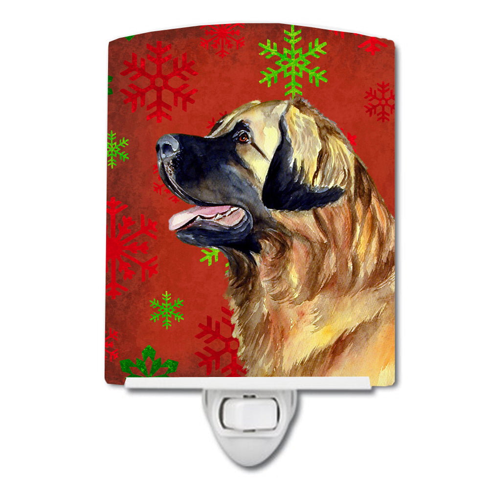 Leonberger Red and Green Snowflakes Holiday Christmas Ceramic Night Light LH9348CNL - the-store.com