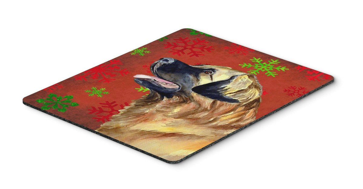 Leonberger Red and Green Snowflakes Christmas Mouse Pad, Hot Pad or Trivet by Caroline&#39;s Treasures