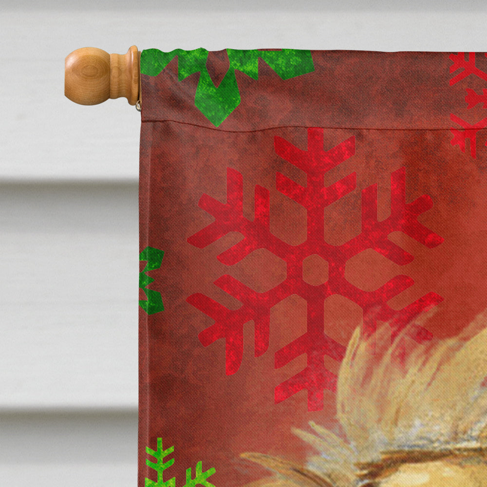 Tibetan Spaniel Red Green Snowflakes Holiday Christmas Flag Canvas House Size