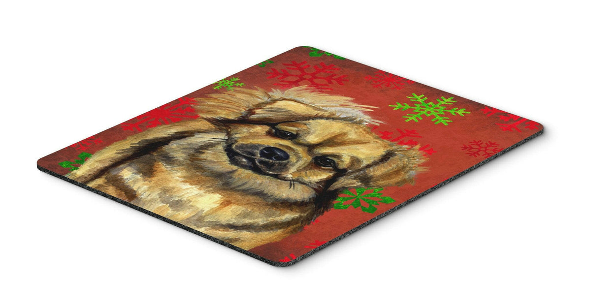 Tibetan Spaniel Red and Green Snowflakes Christmas Mouse Pad, Hot Pad or Trivet by Caroline&#39;s Treasures