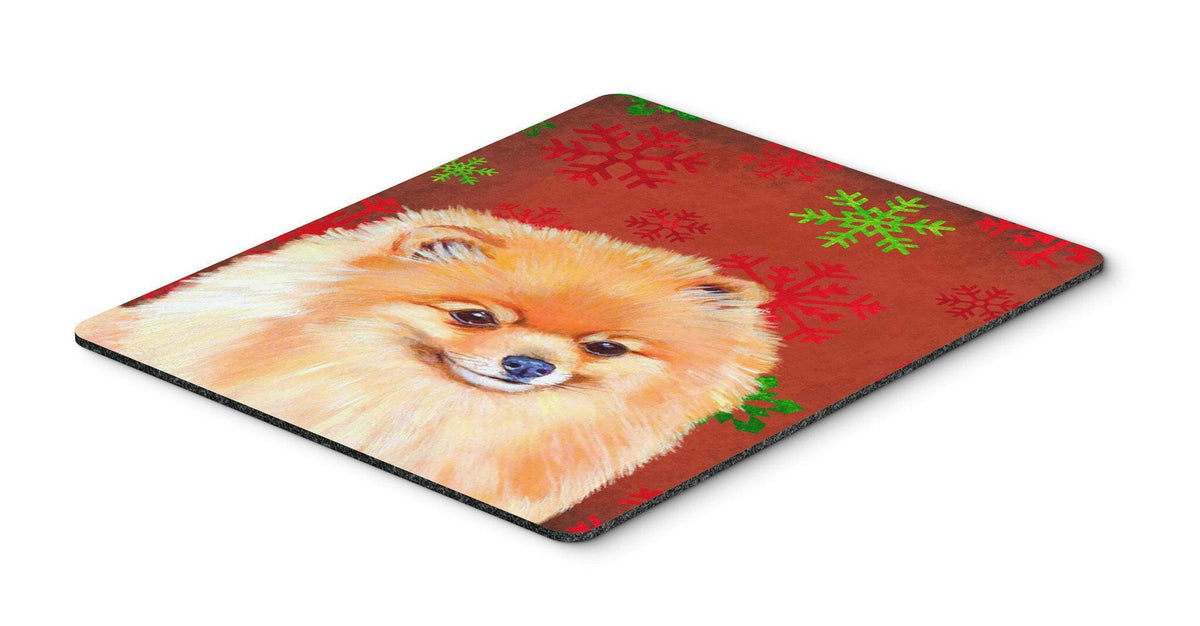 Pomeranian Red and Green Snowflakes Christmas Mouse Pad, Hot Pad or Trivet by Caroline&#39;s Treasures