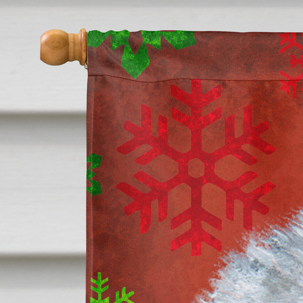 Old English Sheepdog Red Snowflakes Holiday Christmas Flag Canvas House Size  the-store.com.