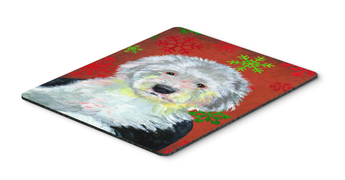 Old English Sheepdog  Snowflakes Christmas Mouse Pad, Hot Pad or Trivet by Caroline&#39;s Treasures