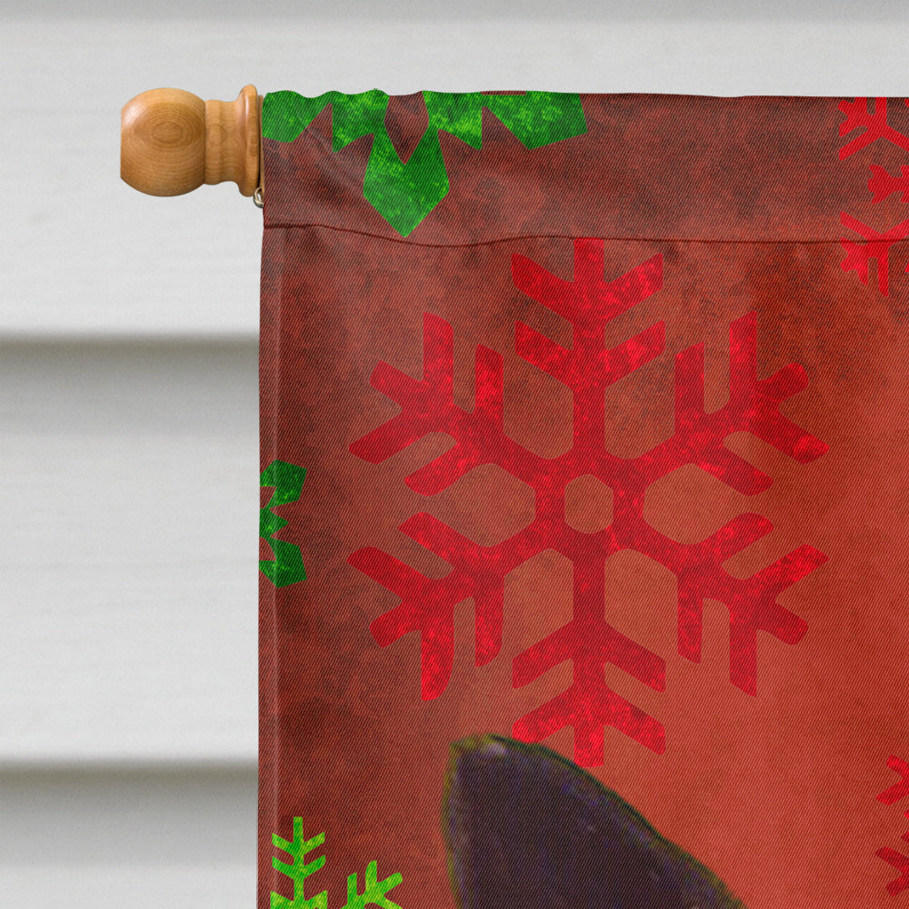 Norwegian Elkhound Red Snowflakes Holiday Christmas Flag Canvas House Size
