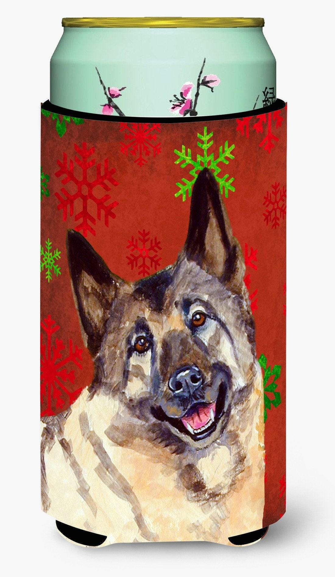 Norwegian Elkhound Snowflakes Holiday Christmas  Tall Boy Beverage Insulator Beverage Insulator Hugger by Caroline&#39;s Treasures