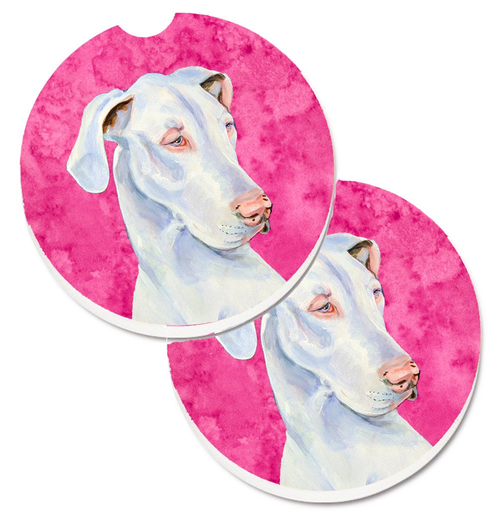 Pink Great Dane Set of 2 Cup Holder Car Coasters LH9356PKCARC by Caroline&#39;s Treasures