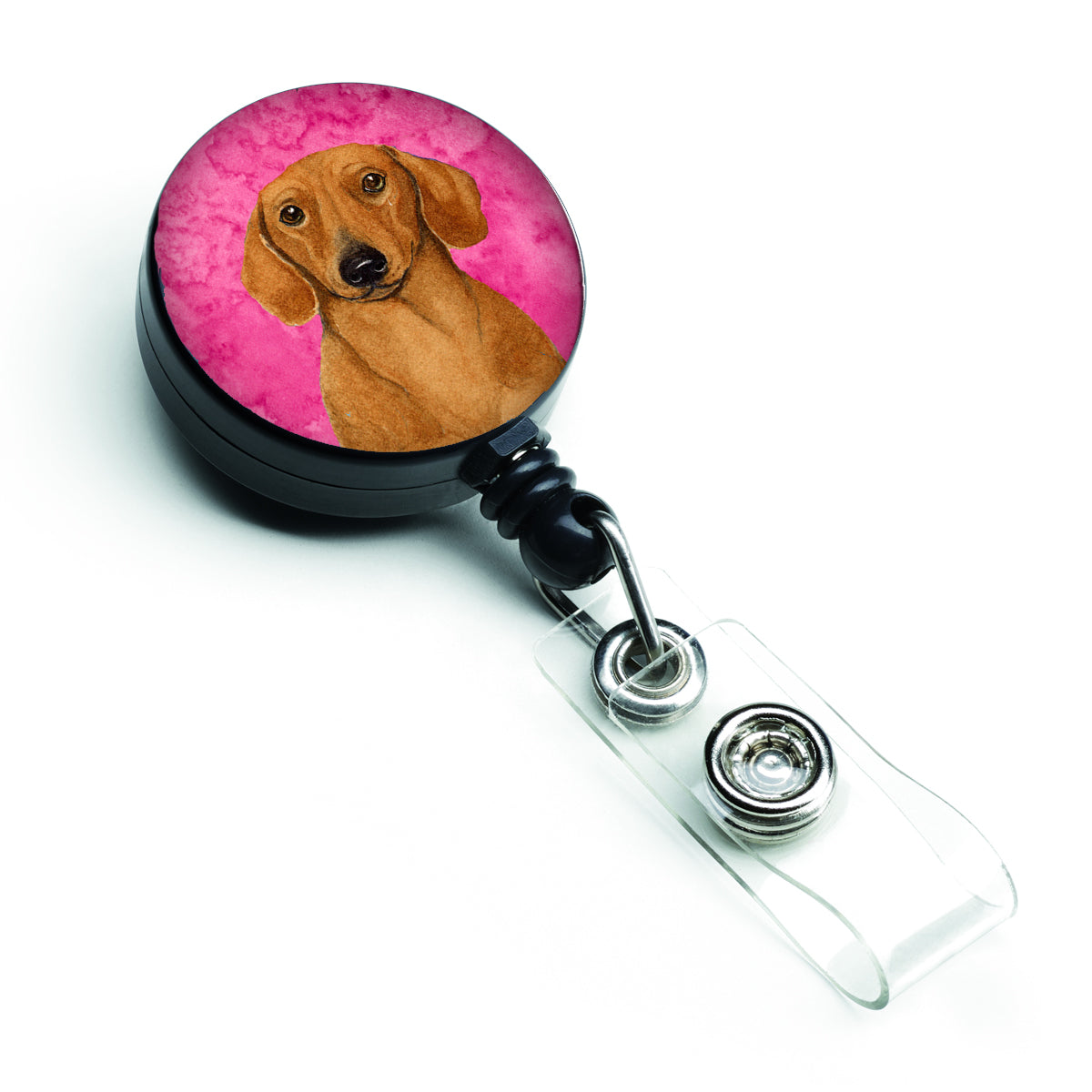 Pink Dachshund Retractable Badge Reel LH9357PKBR  the-store.com.