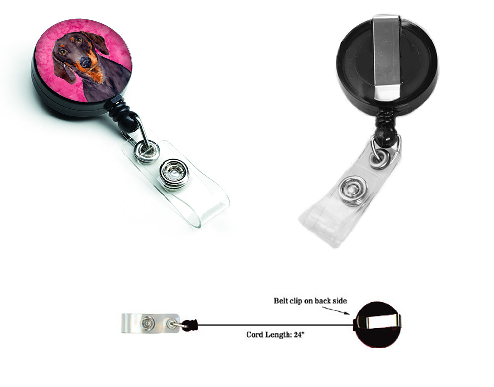 Pink Dachshund Retractable Badge Reel LH9358PKBR  the-store.com.