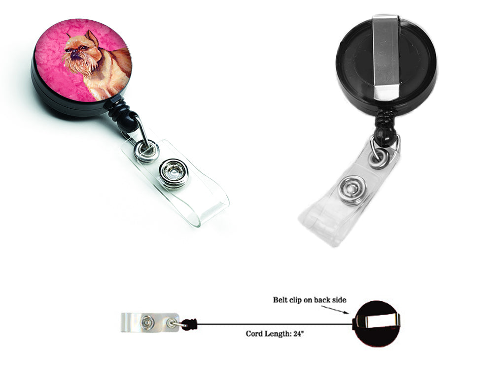 Pink Brussels Griffon Retractable Badge Reel LH9359PKBR  the-store.com.