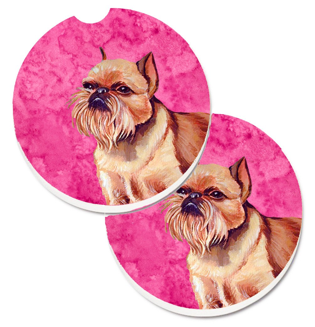 Pink Brussels Griffon Set of 2 Cup Holder Car Coasters LH9359PKCARC by Caroline&#39;s Treasures