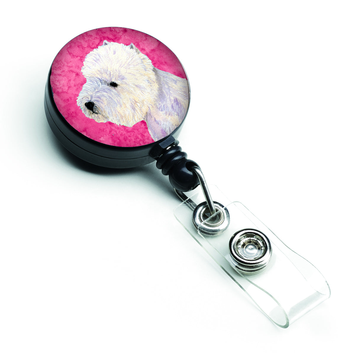 Pink Westie Retractable Badge Reel LH9360PKBR