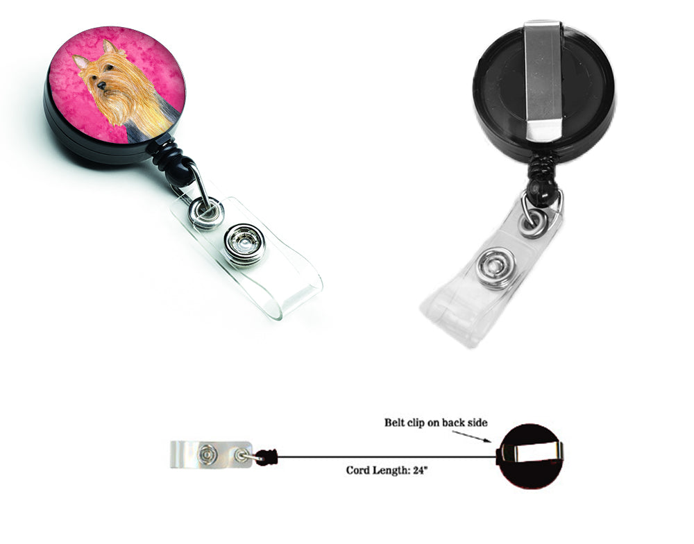 Pink Silky Terrier Retractable Badge Reel LH9361PKBR  the-store.com.