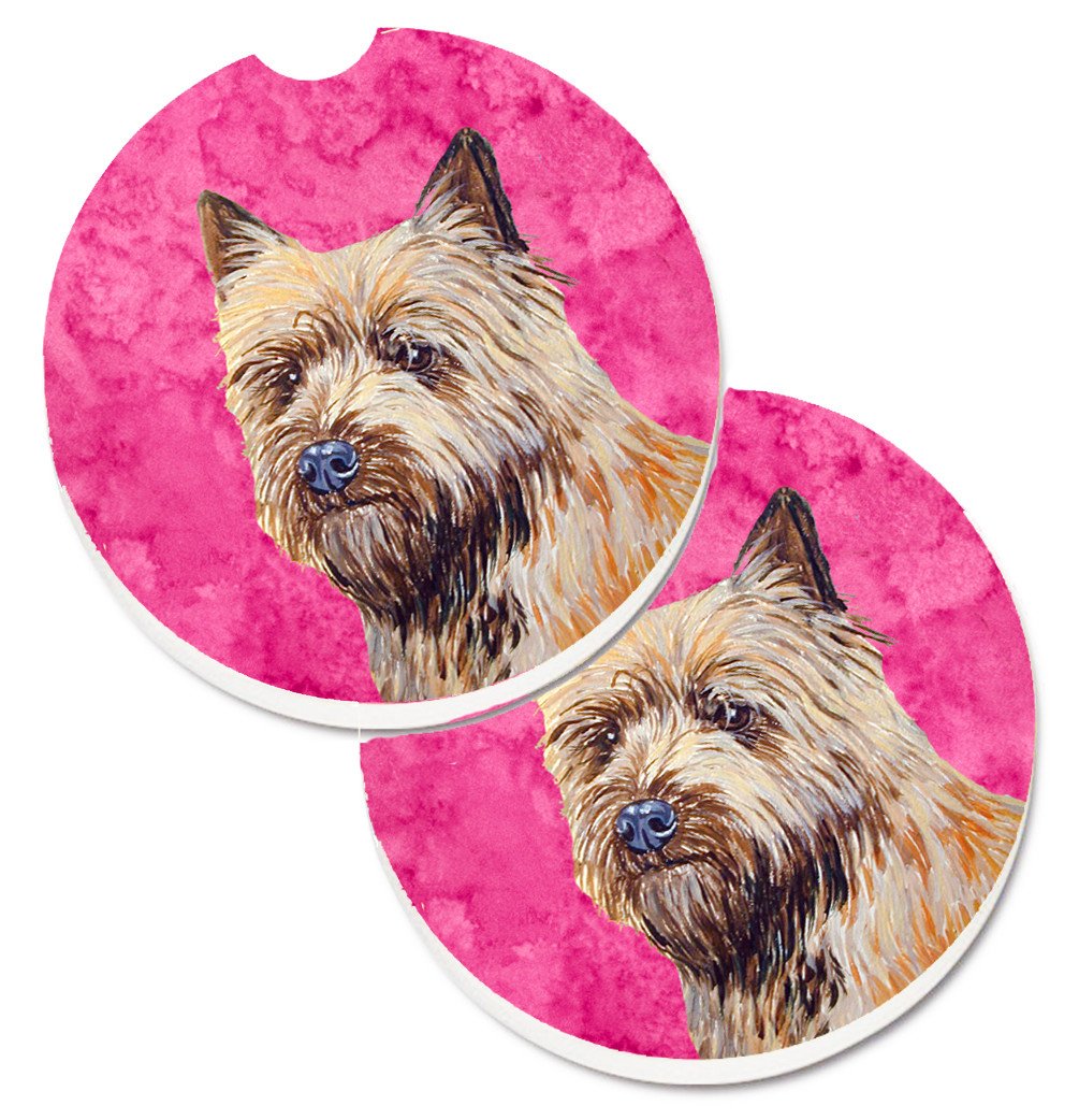 Pink Cairn Terrier Set of 2 Cup Holder Car Coasters LH9365PKCARC by Caroline&#39;s Treasures