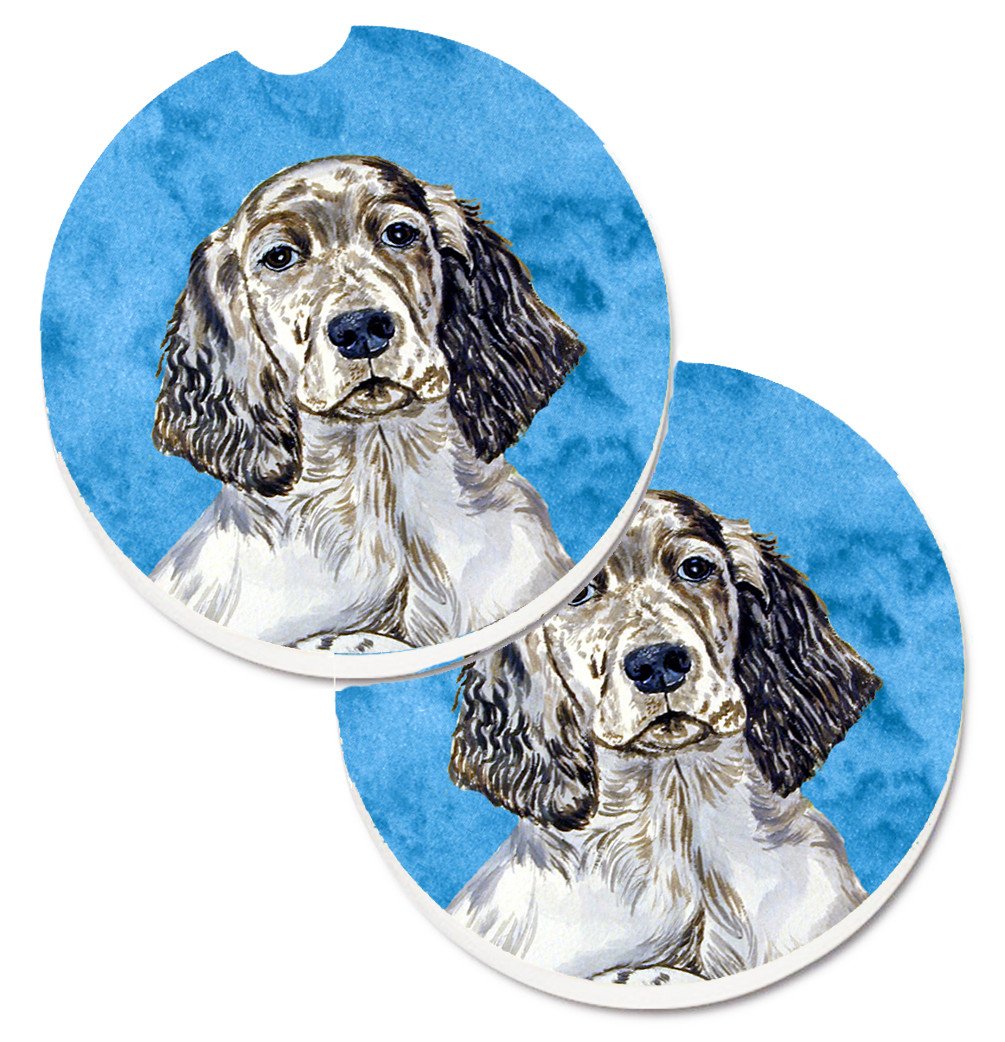 Blue English Setter Set of 2 Cup Holder Car Coasters LH9367BUCARC by Caroline&#39;s Treasures