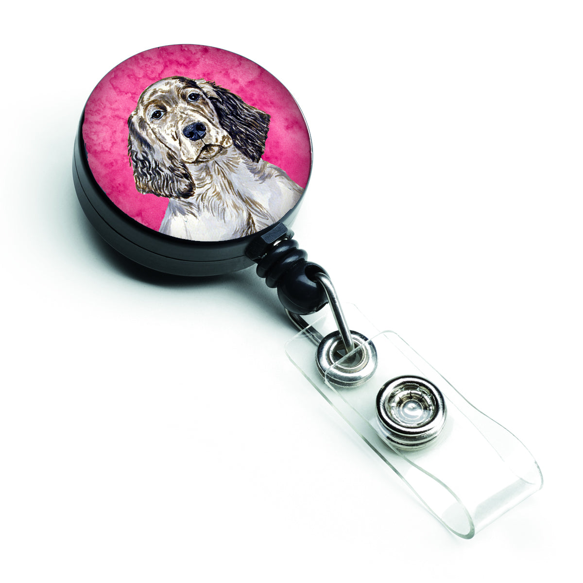 Pink English Setter Retractable Badge Reel LH9367PKBR  the-store.com.