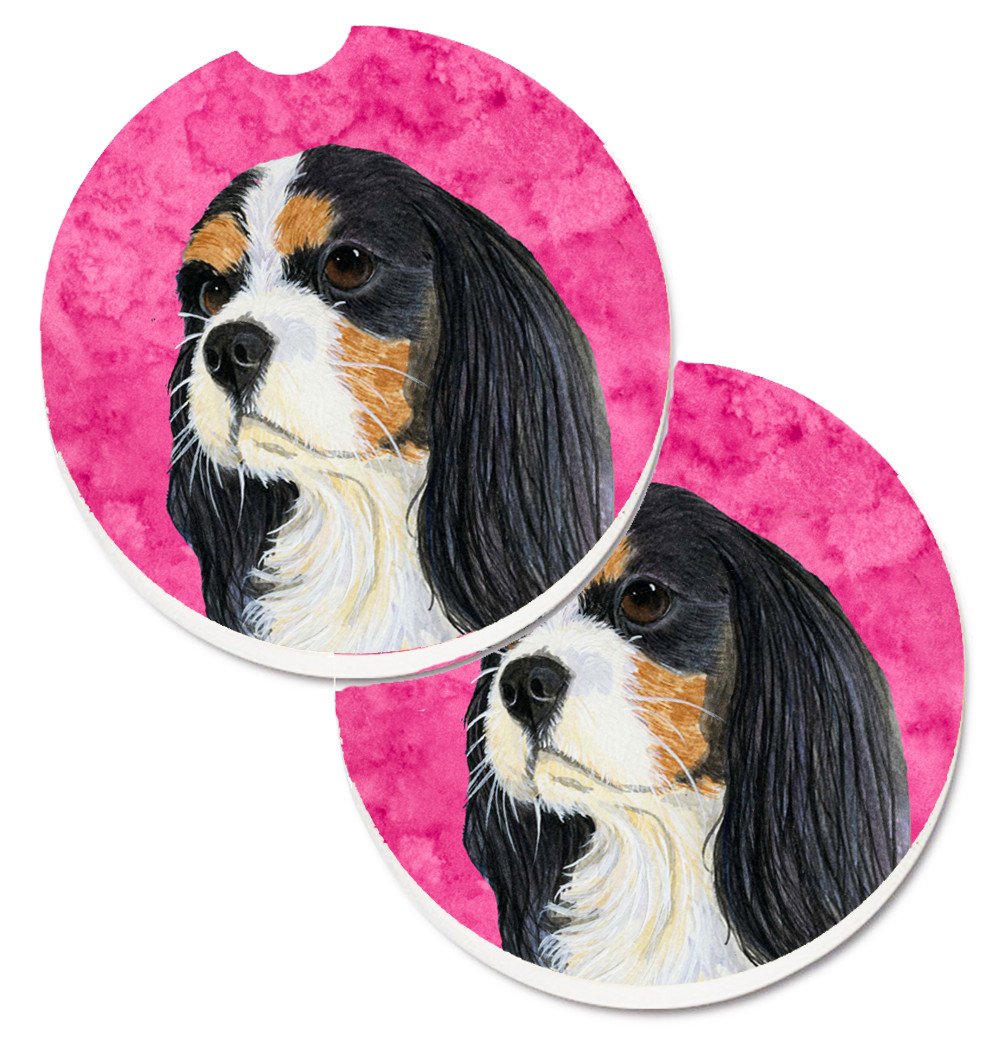 Pink Cavalier Spaniel Set of 2 Cup Holder Car Coasters LH9369PKCARC by Caroline&#39;s Treasures