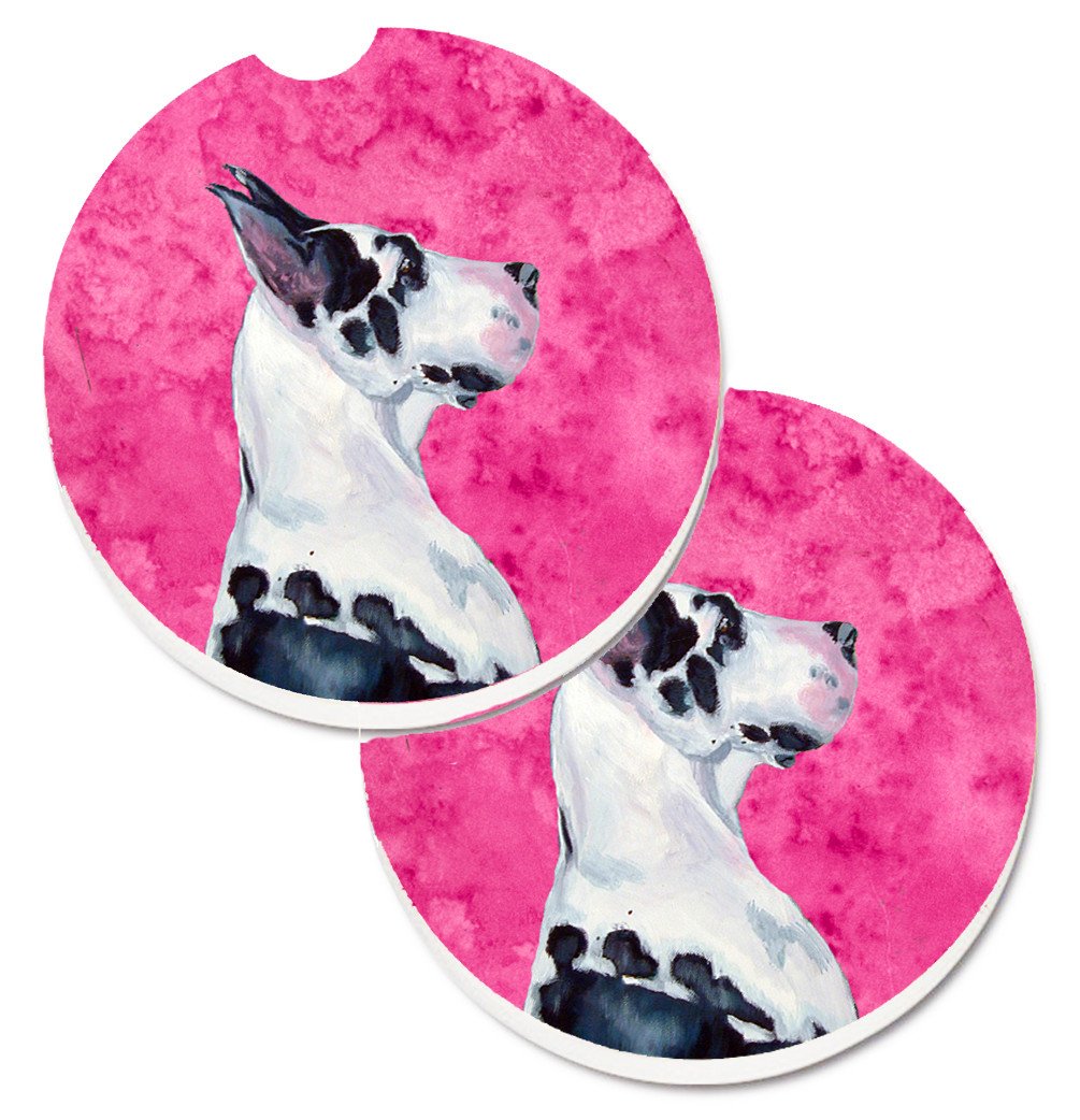 Pink Great Dane Set of 2 Cup Holder Car Coasters LH9371PKCARC by Caroline&#39;s Treasures