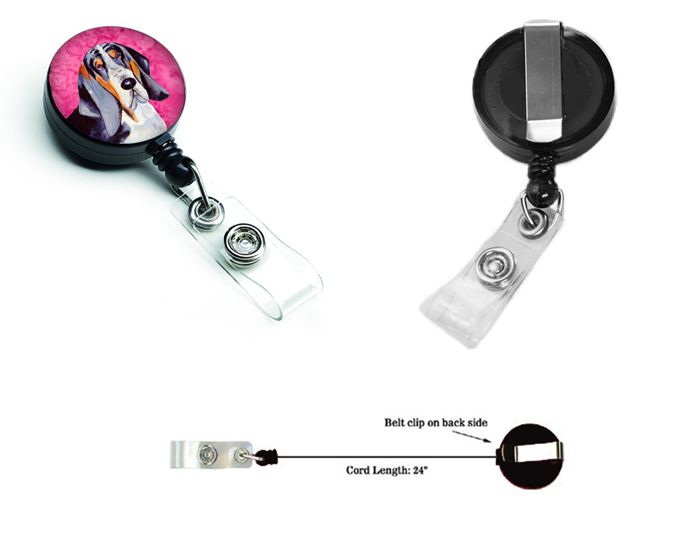 Pink Basset Hound Retractable Badge Reel LH9372PKBR  the-store.com.