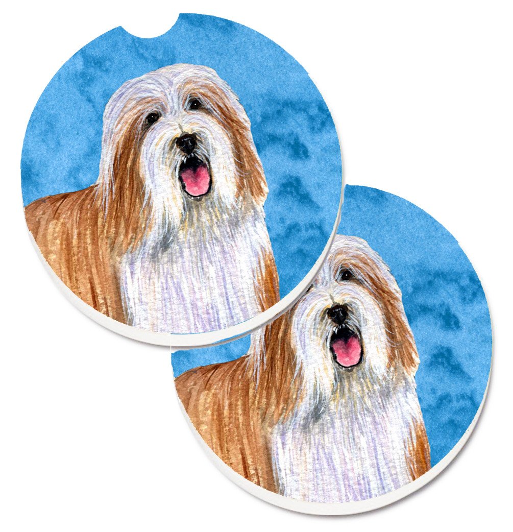 Blue Bearded Collie Set of 2 Cup Holder Car Coasters LH9375BUCARC by Caroline&#39;s Treasures