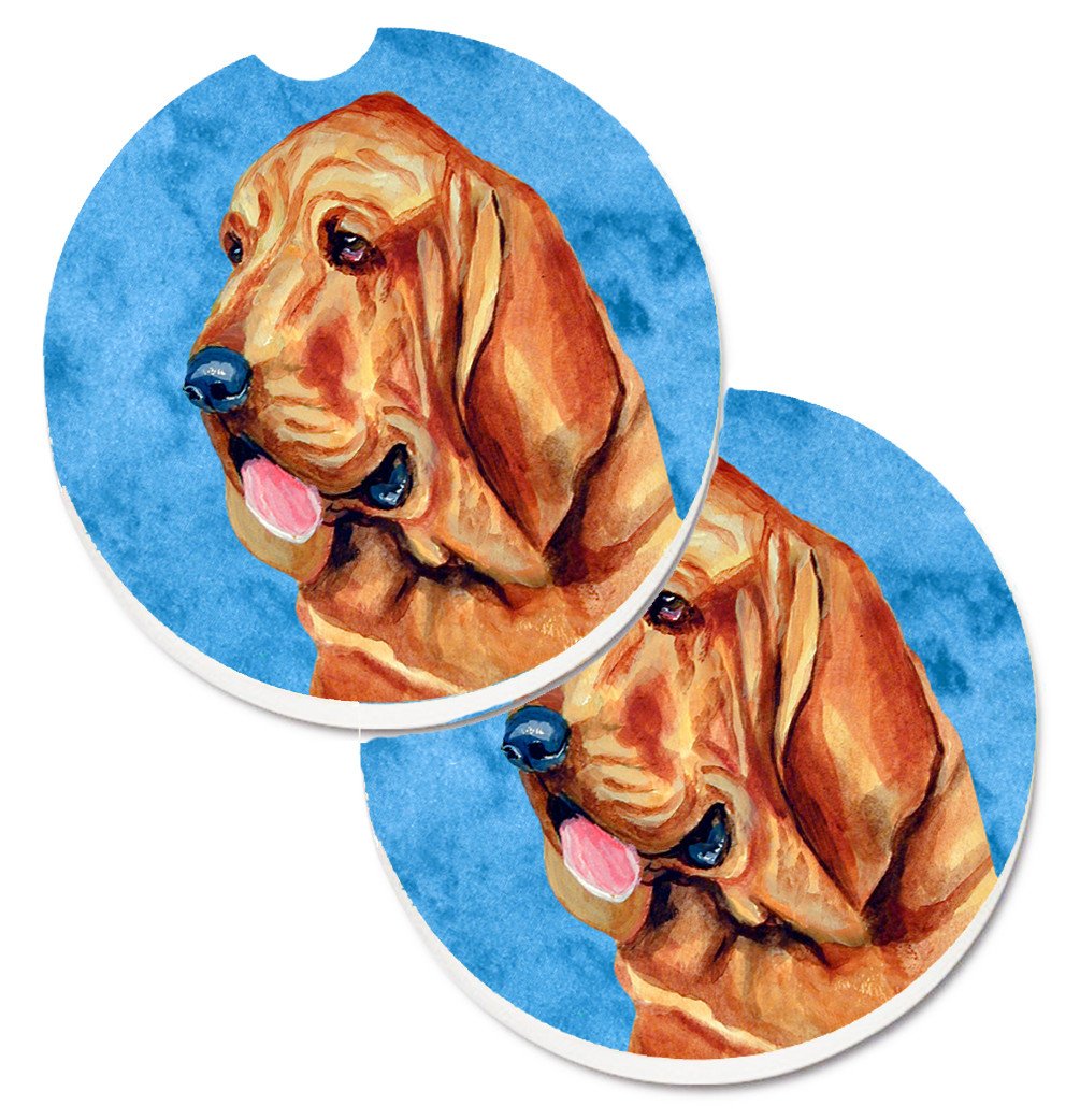 Blue Bloodhound Set of 2 Cup Holder Car Coasters LH9376BUCARC by Caroline&#39;s Treasures