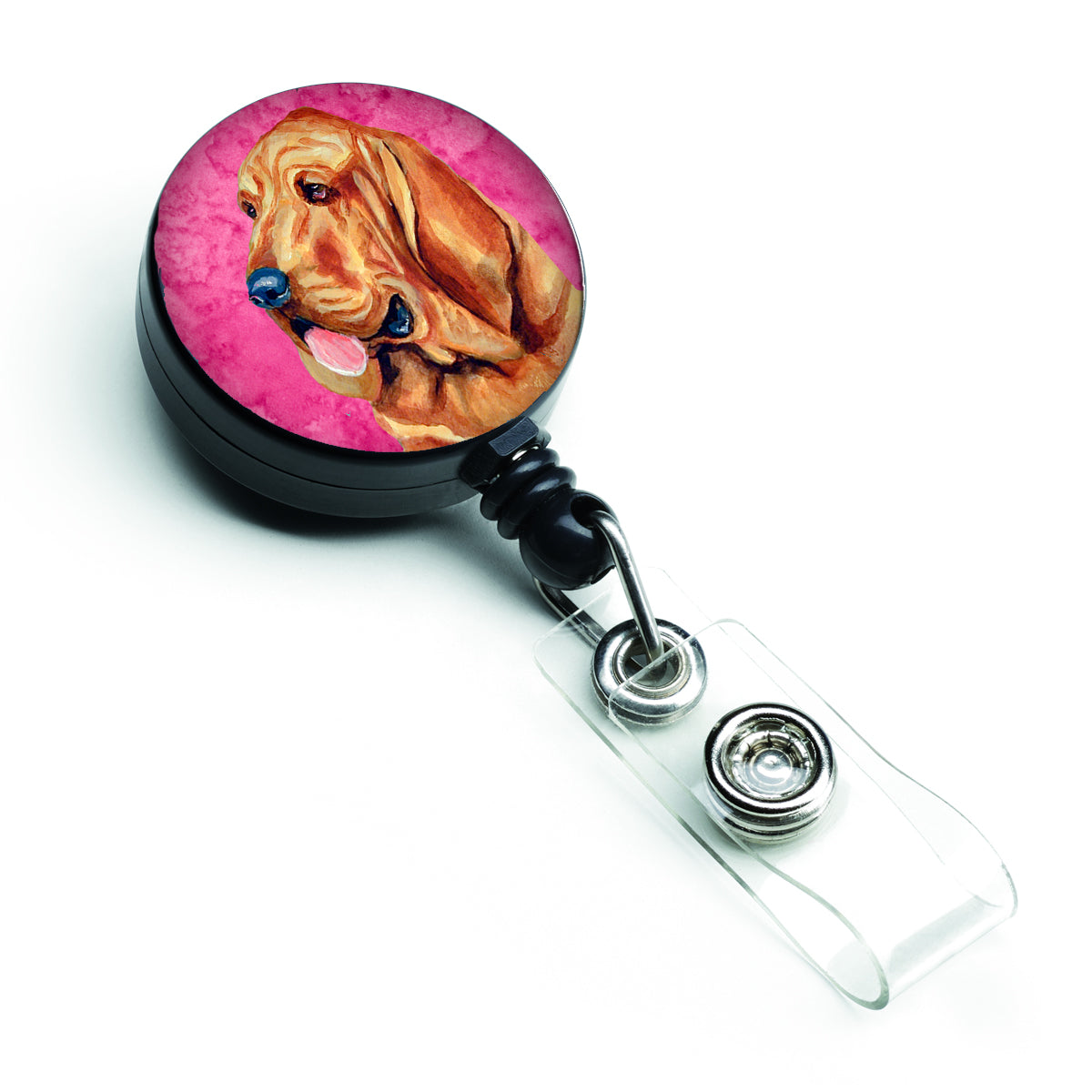 Pink Bloodhound Retractable Badge Reel LH9376PKBR  the-store.com.