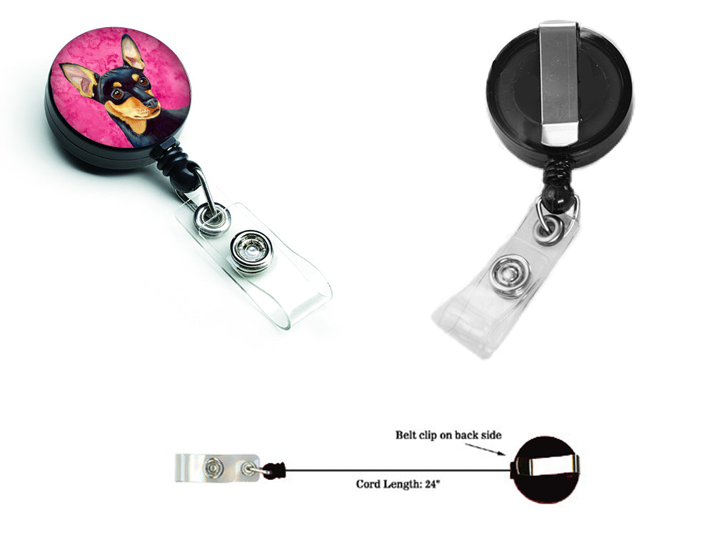 Pink Min Pin Retractable Badge Reel LH9380PKBR
