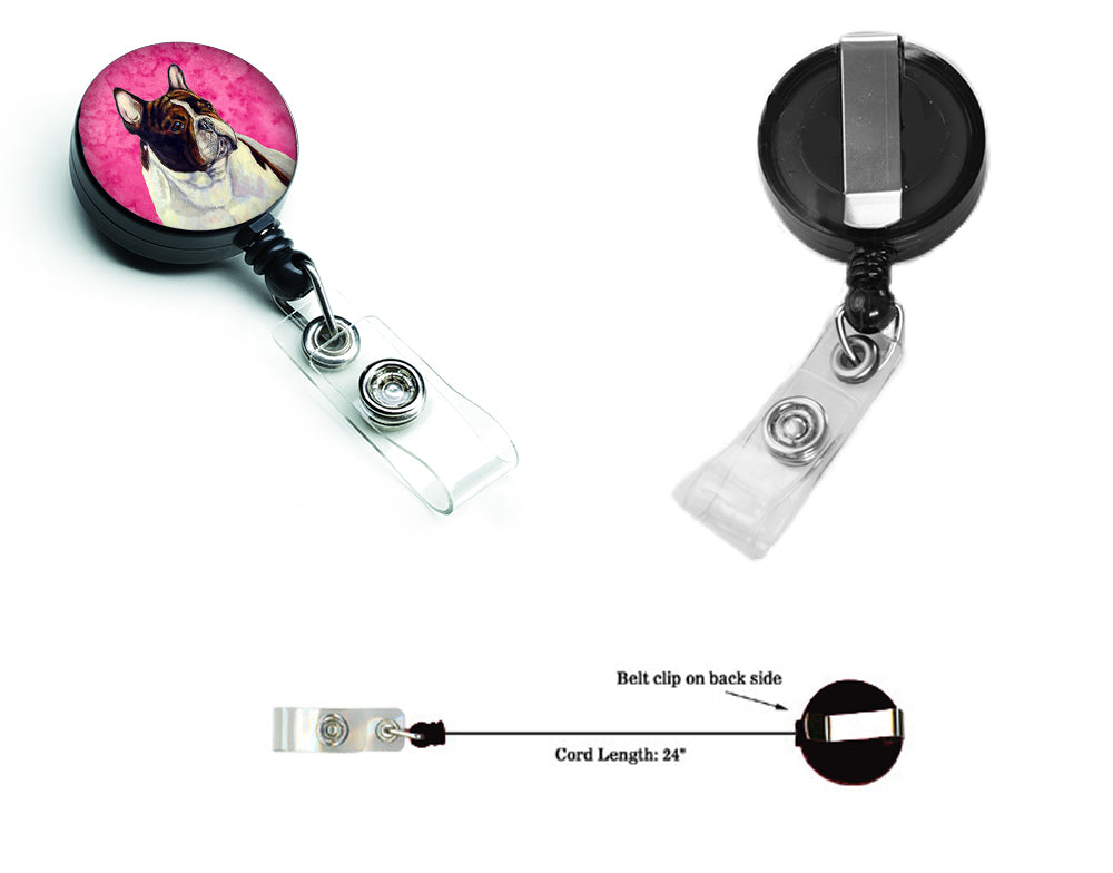 Pink French Bulldog Retractable Badge Reel LH9382PKBR  the-store.com.