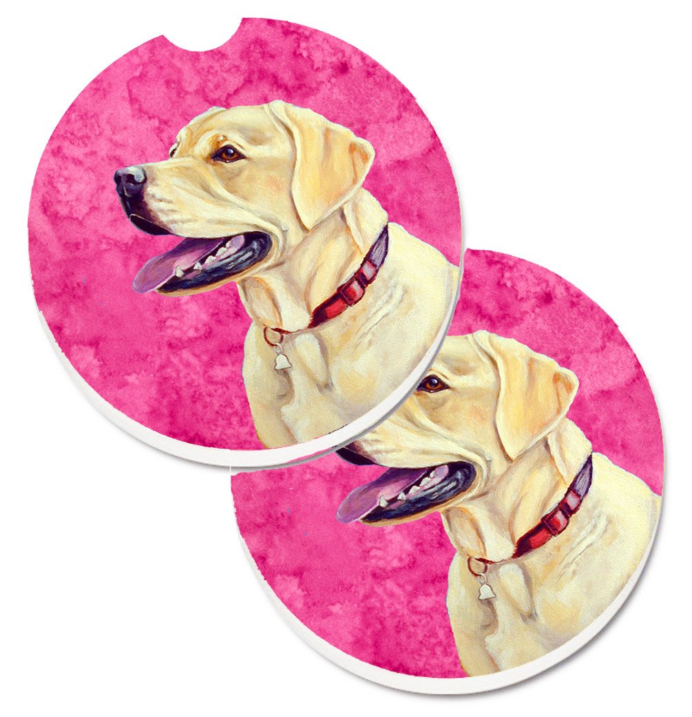 Pink Labrador Set of 2 Cup Holder Car Coasters LH9383PKCARC by Caroline's Treasures