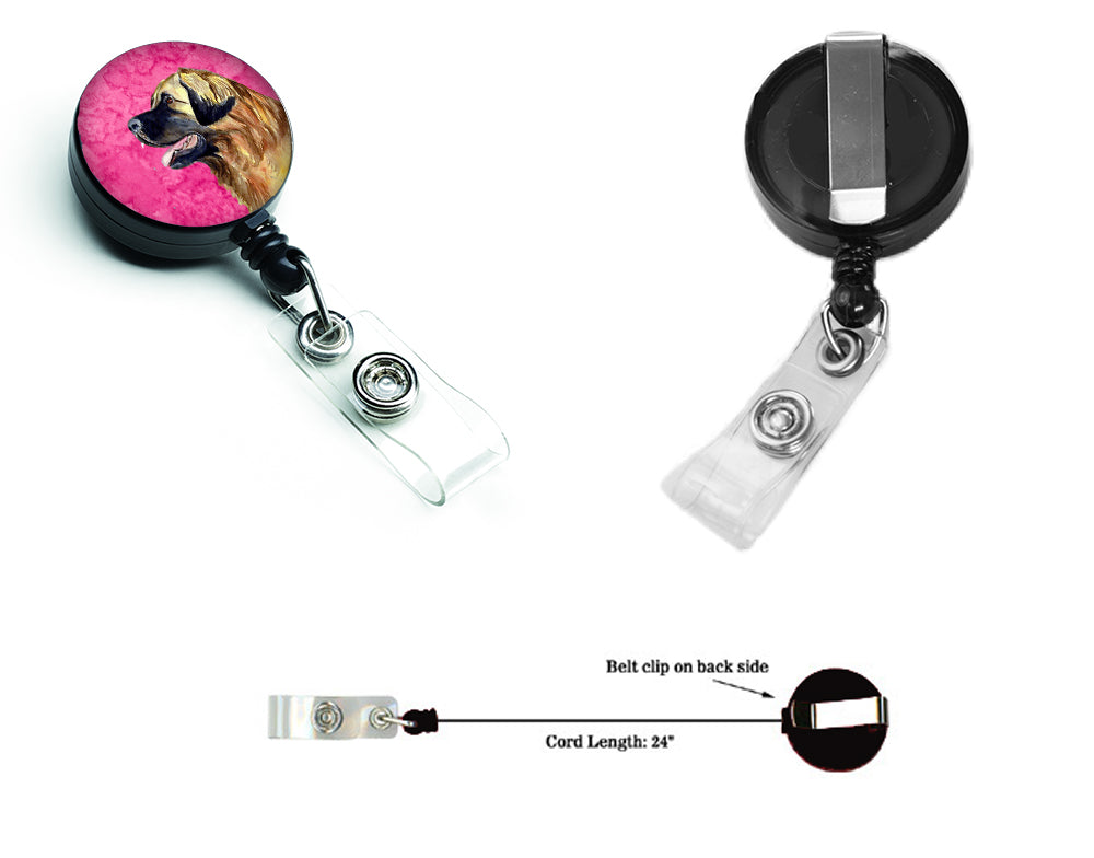 Pink Leonberger Retractable Badge Reel LH9393PKBR