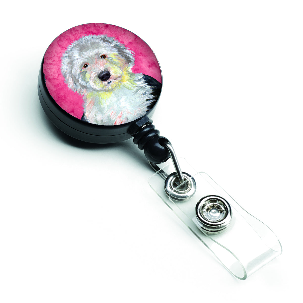 Pink Old English Sheepdog Retractable Badge Reel LH9396PKBR  the-store.com.