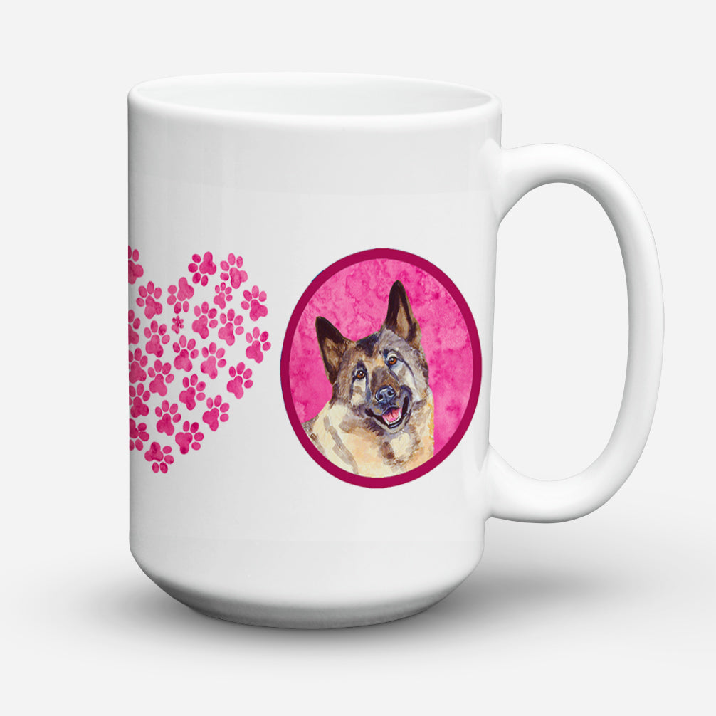 Norwegian Elkhound  Dishwasher Safe Microwavable Ceramic Coffee Mug 15 ounce