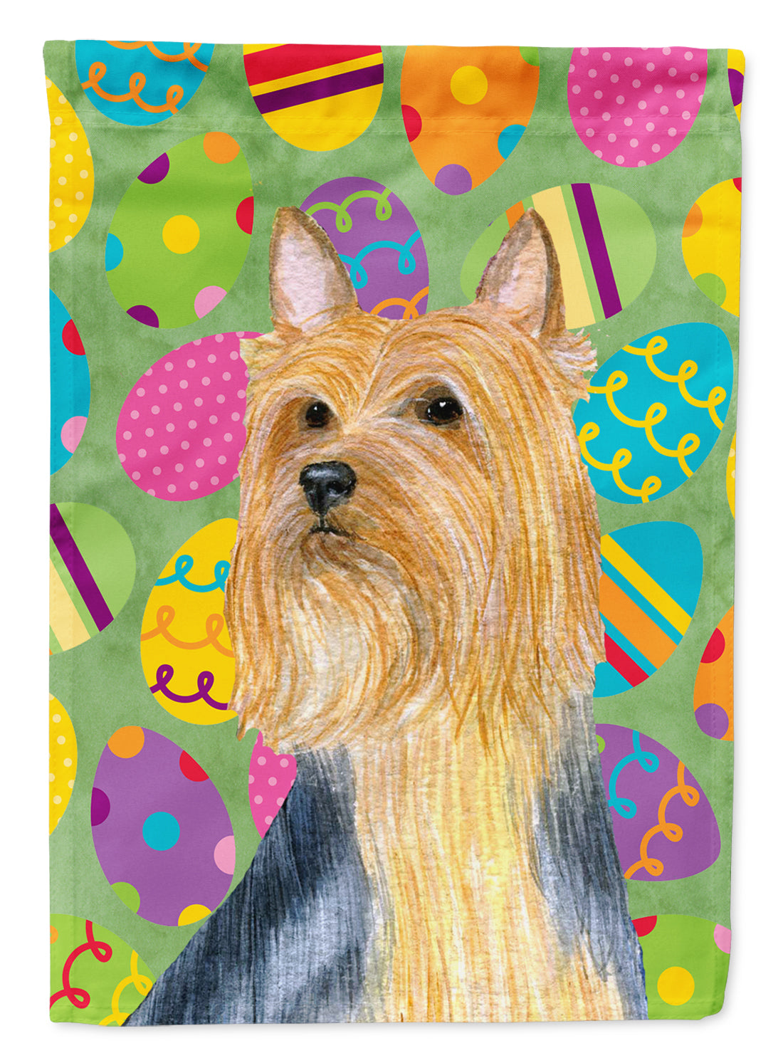 Silky Terrier Easter Eggtravaganza Flag Canvas House Size  the-store.com.