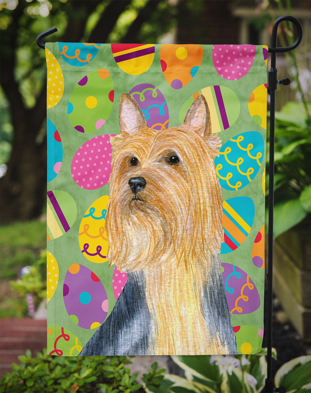 Silky Terrier Easter Eggtravaganza Flag Garden Size  the-store.com.