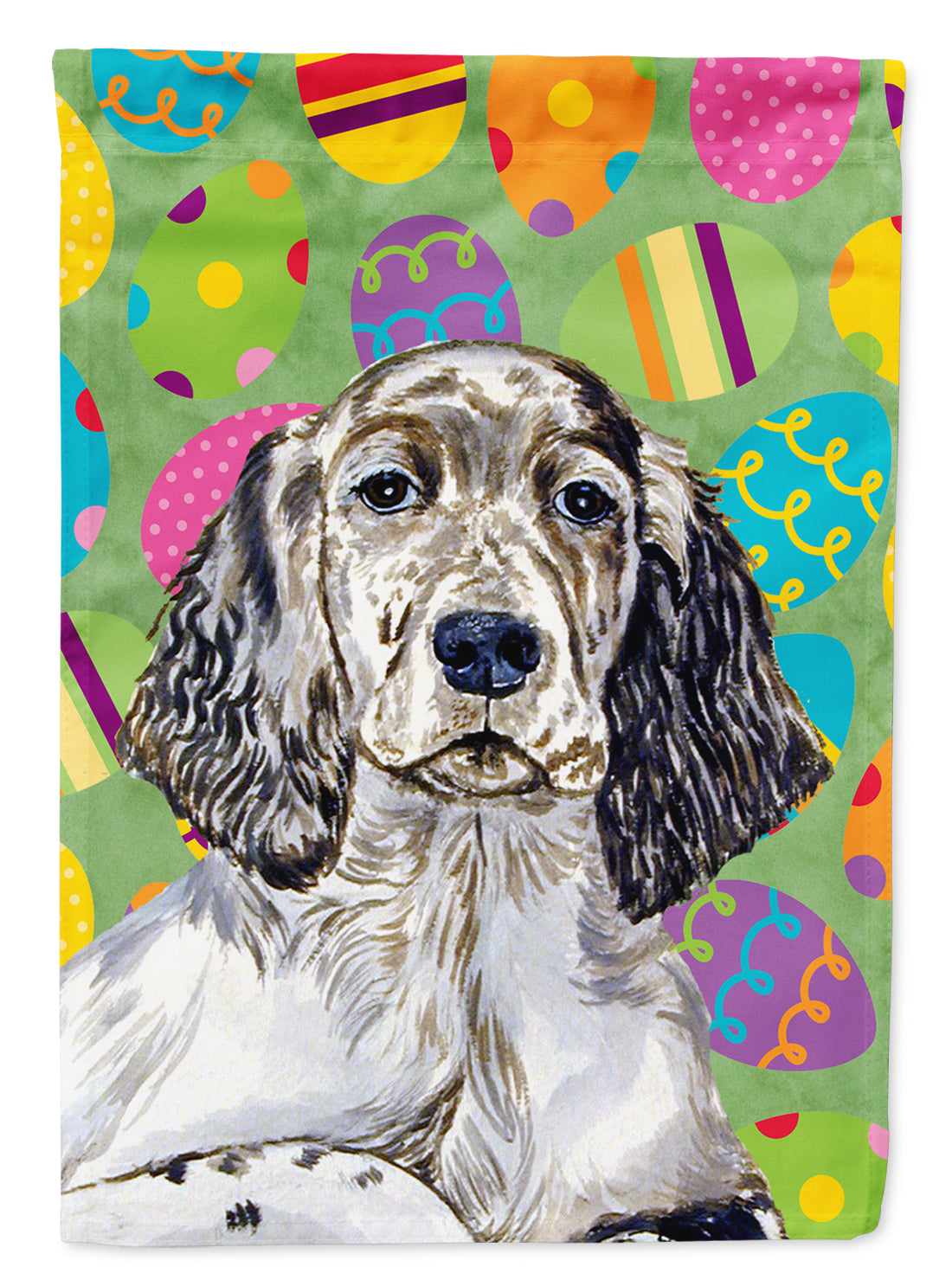 English Setter Easter Eggtravaganza Flag Canvas House Size  the-store.com.