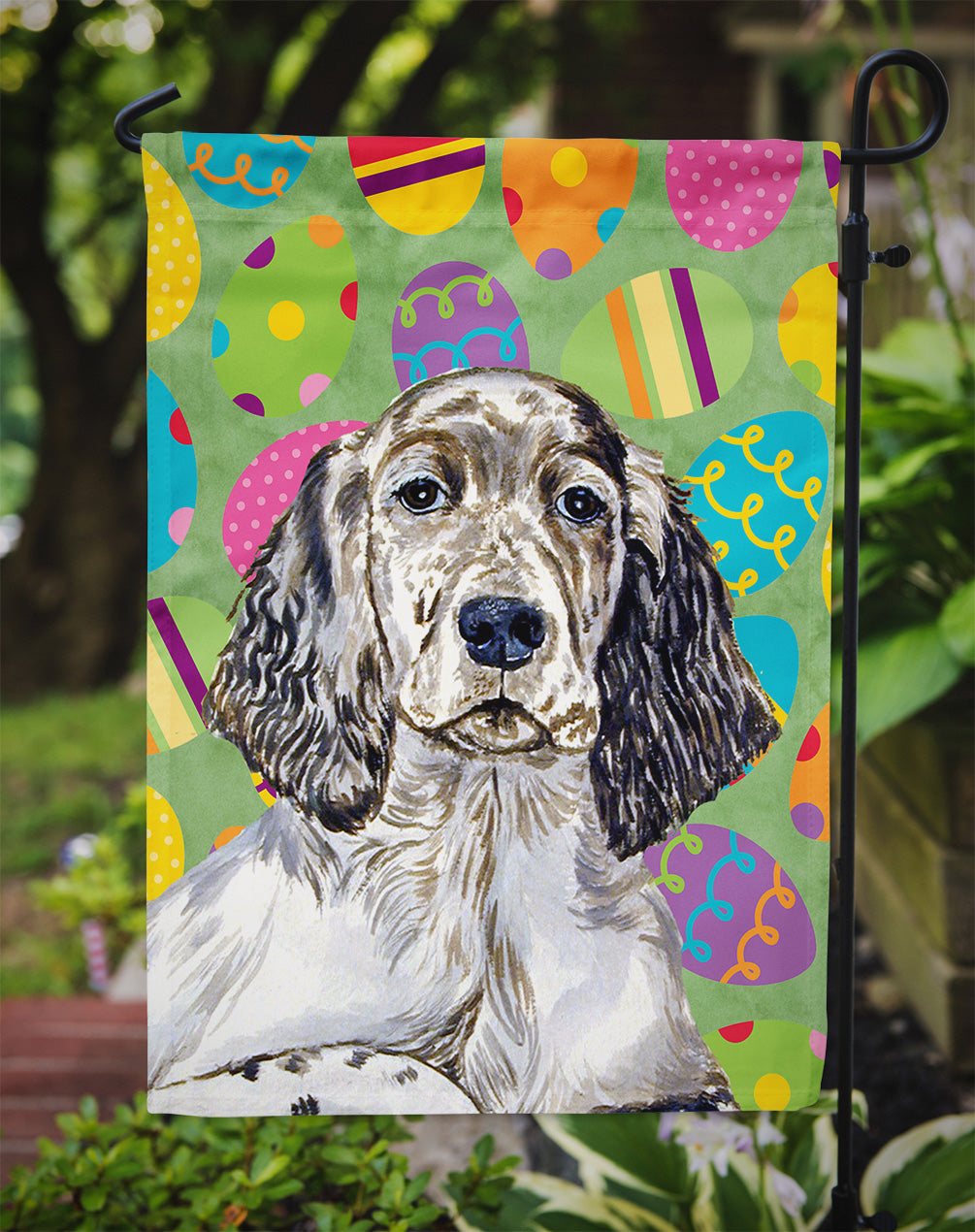 English Setter Easter Eggtravaganza Flag Garden Size  the-store.com.