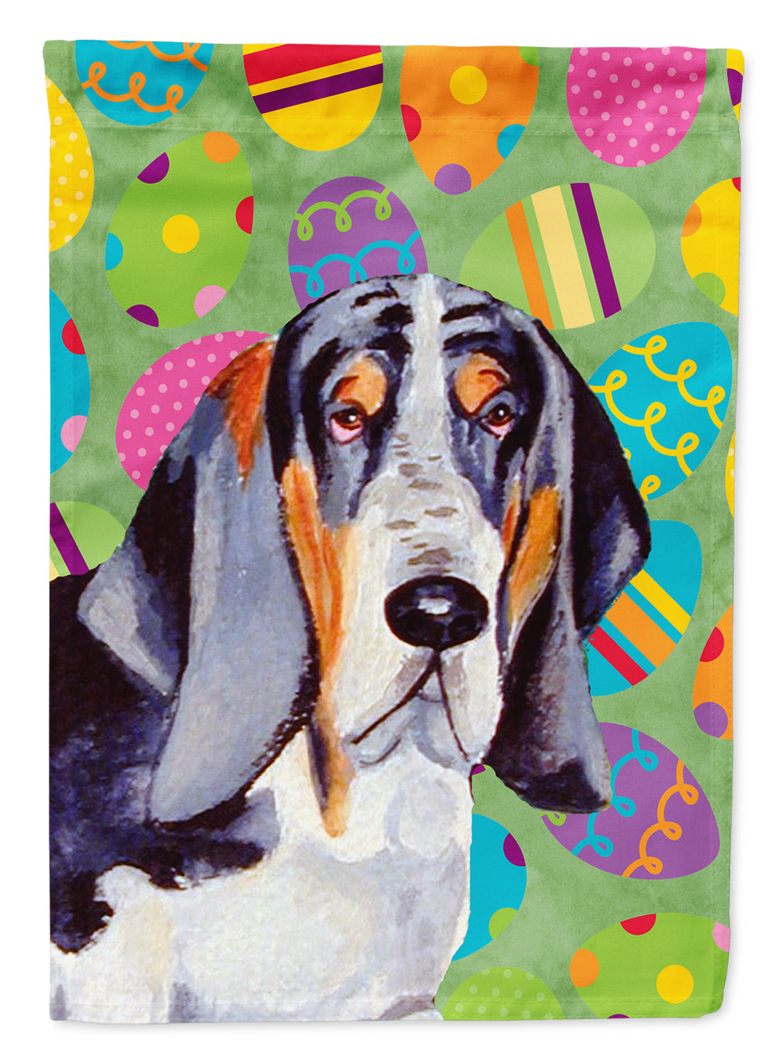 Basset Hound Easter Eggtravaganza Flag Canvas House Size  the-store.com.