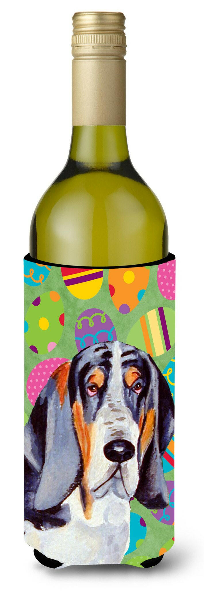 Basset Hound Easter Eggtravaganza Wine Bottle Beverage Insulator Beverage Insulator Hugger by Caroline&#39;s Treasures