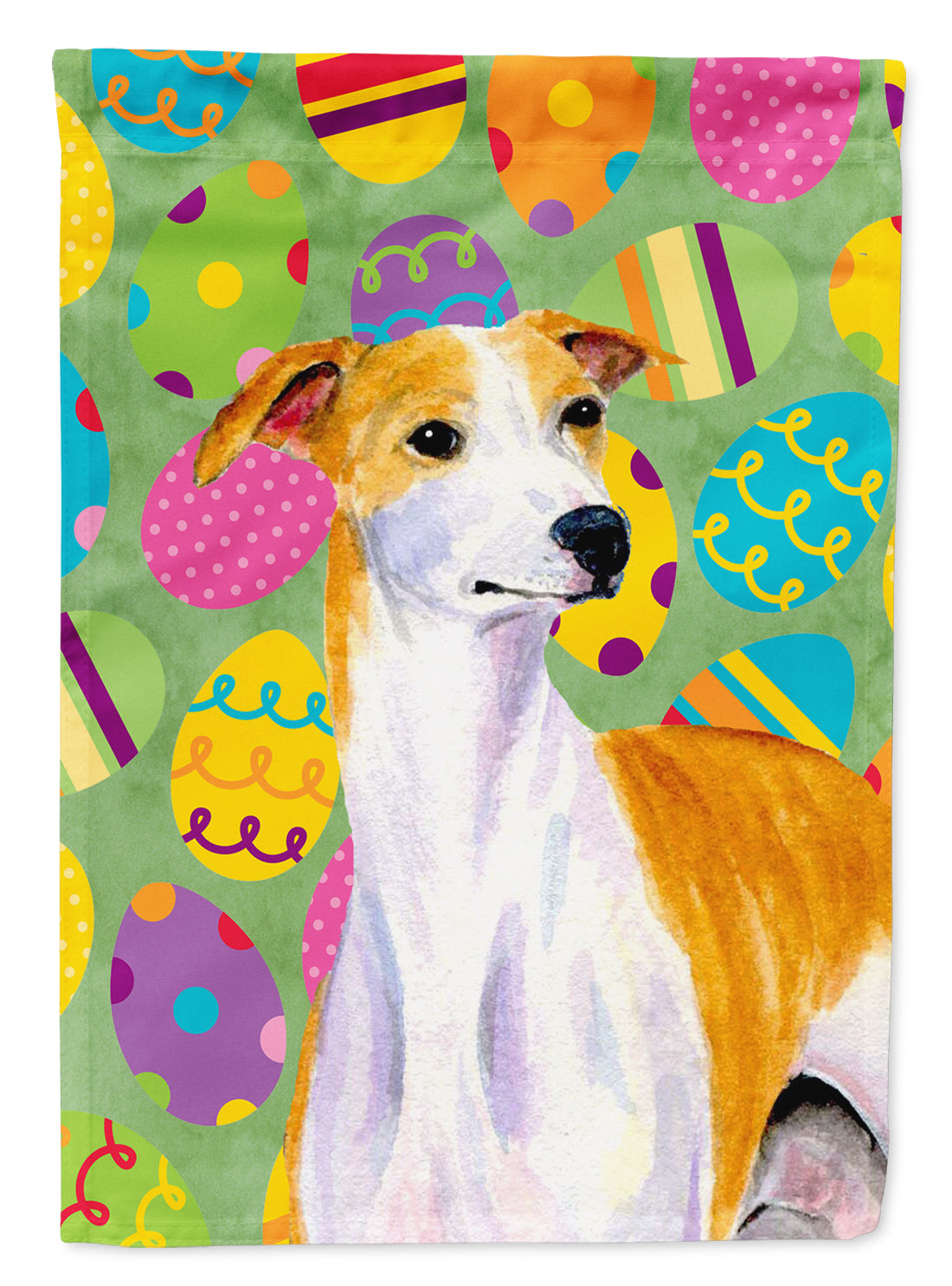 Whippet Easter Eggtravaganza Flag Canvas House Size