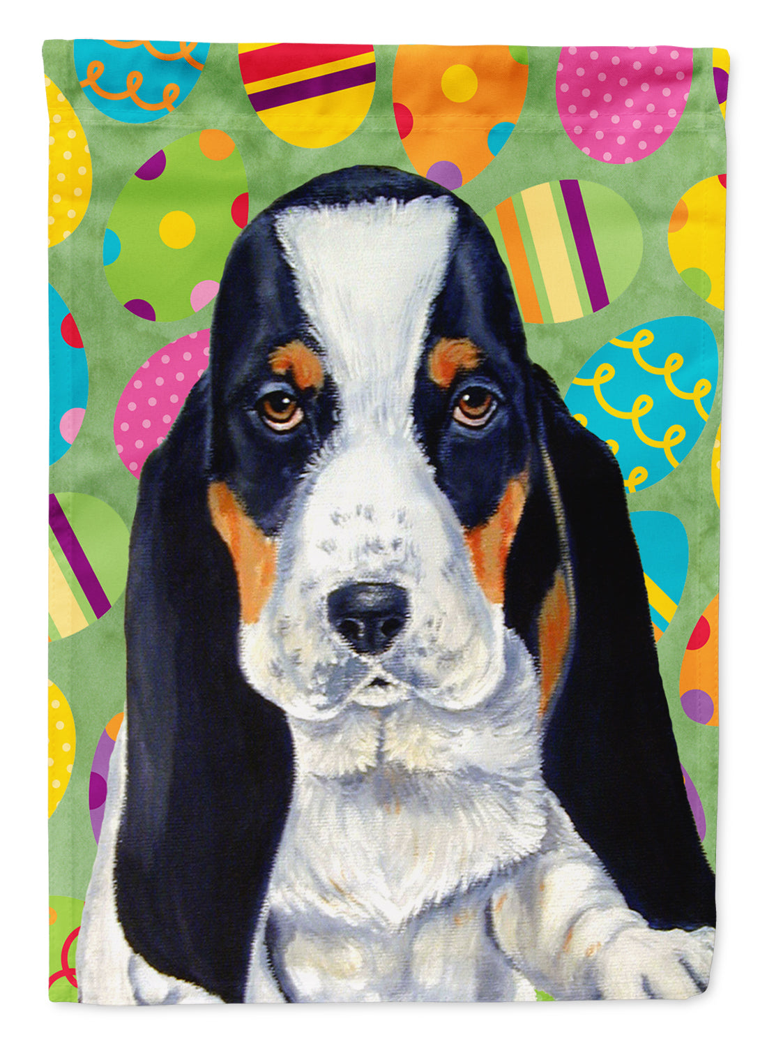 Basset Hound Easter Eggtravaganza Flag Canvas House Size