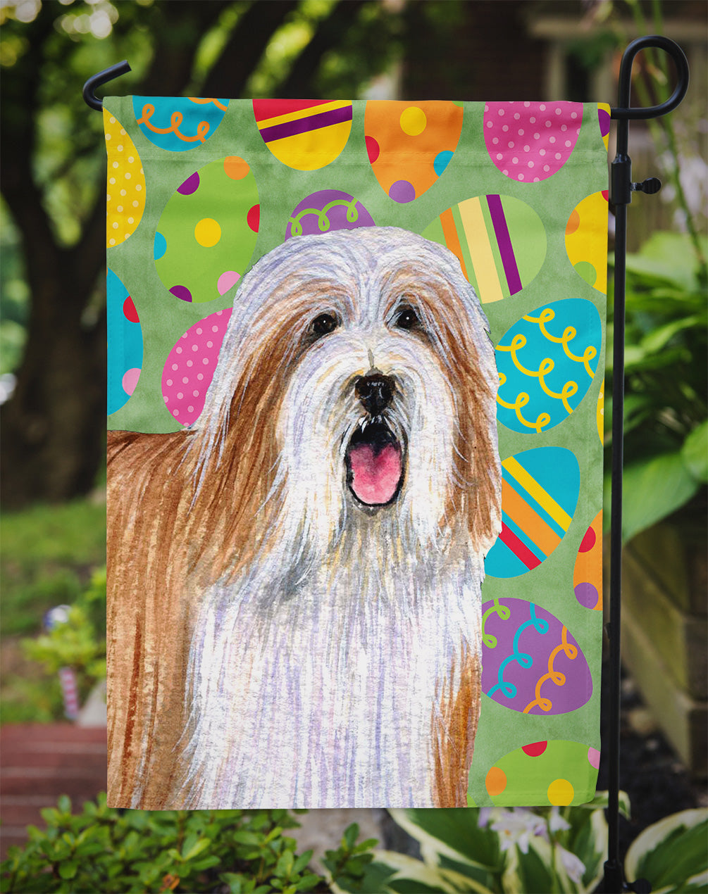 Bearded Collie Easter Eggtravaganza Flag Garden Size
