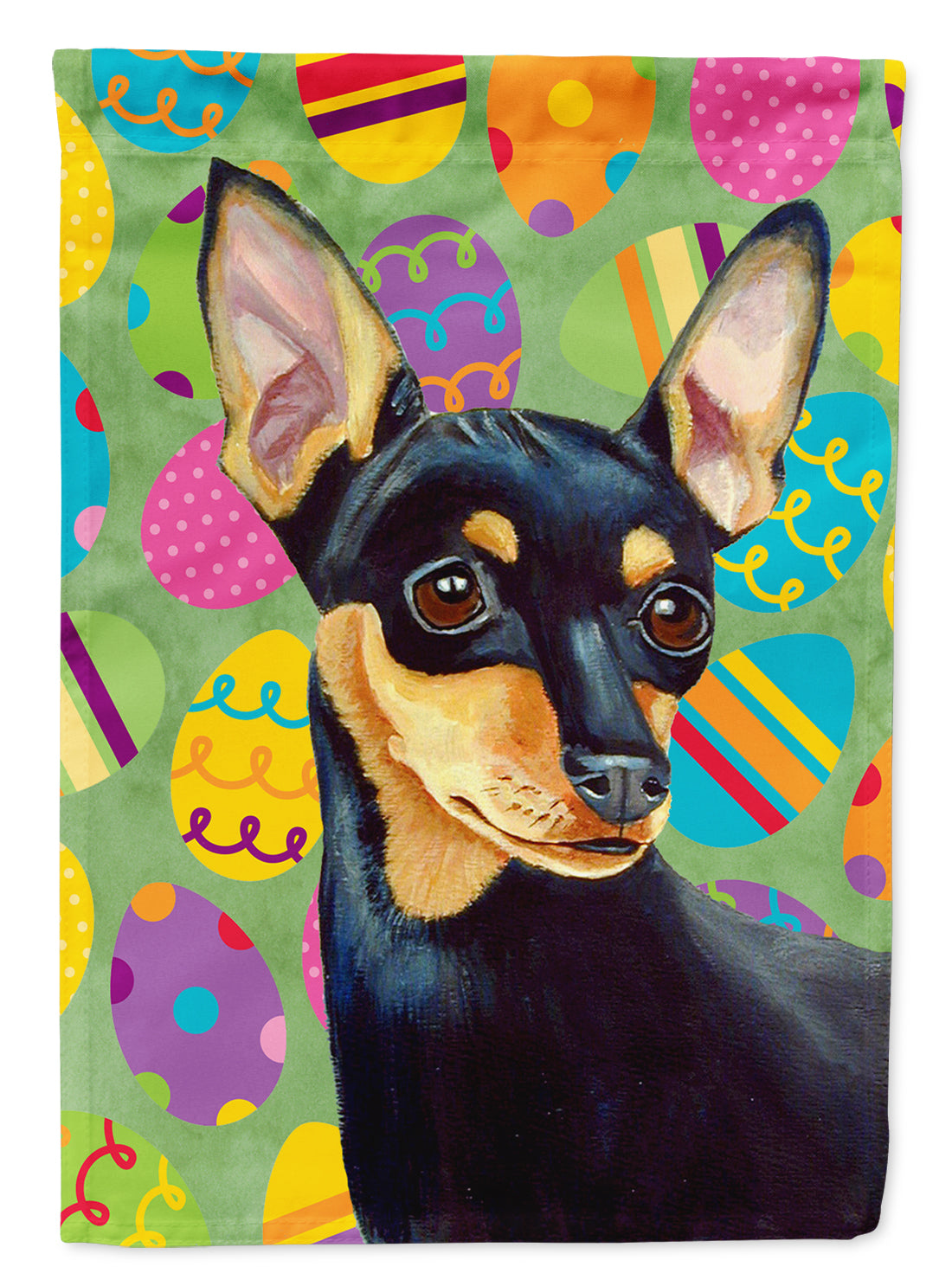 Min Pin Easter Eggtravaganza Flag Canvas House Size  the-store.com.
