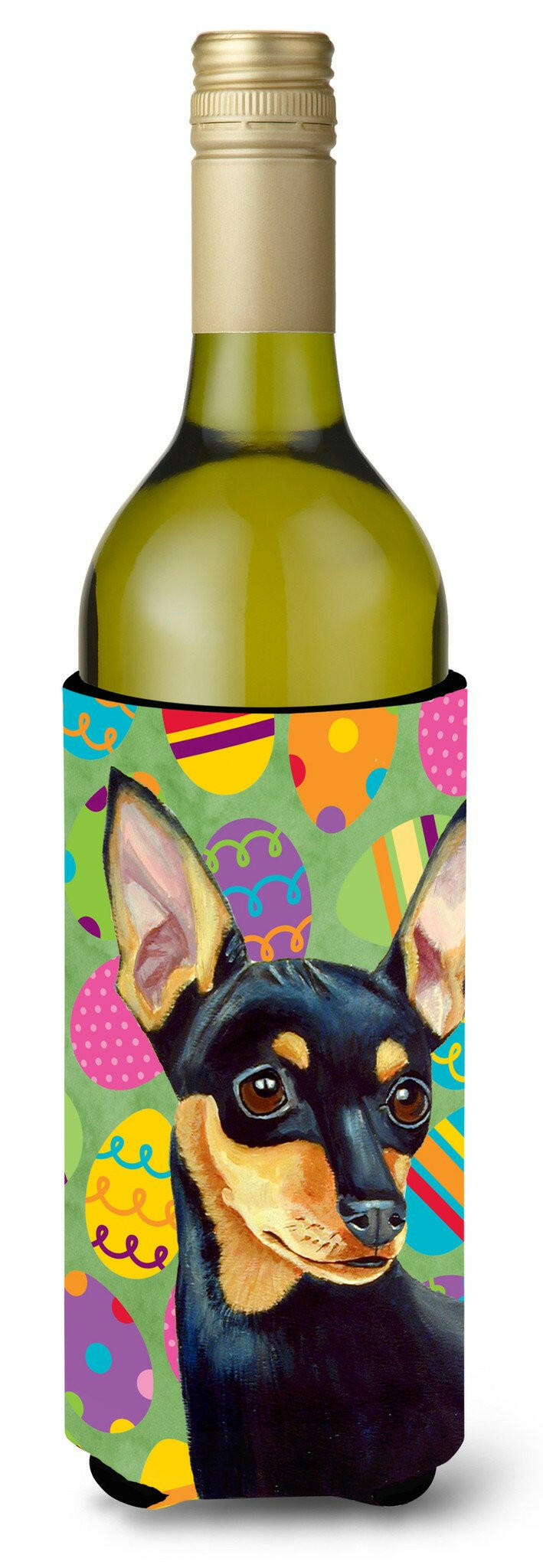 Min Pin Easter Eggtravaganza Wine Bottle Beverage Insulator Beverage Insulator Hugger by Caroline&#39;s Treasures
