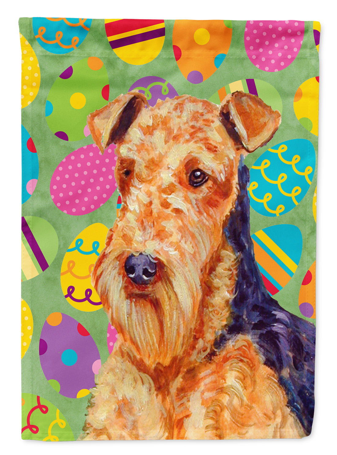 Airedale Easter Eggtravaganza Drapeau Jardin Taille