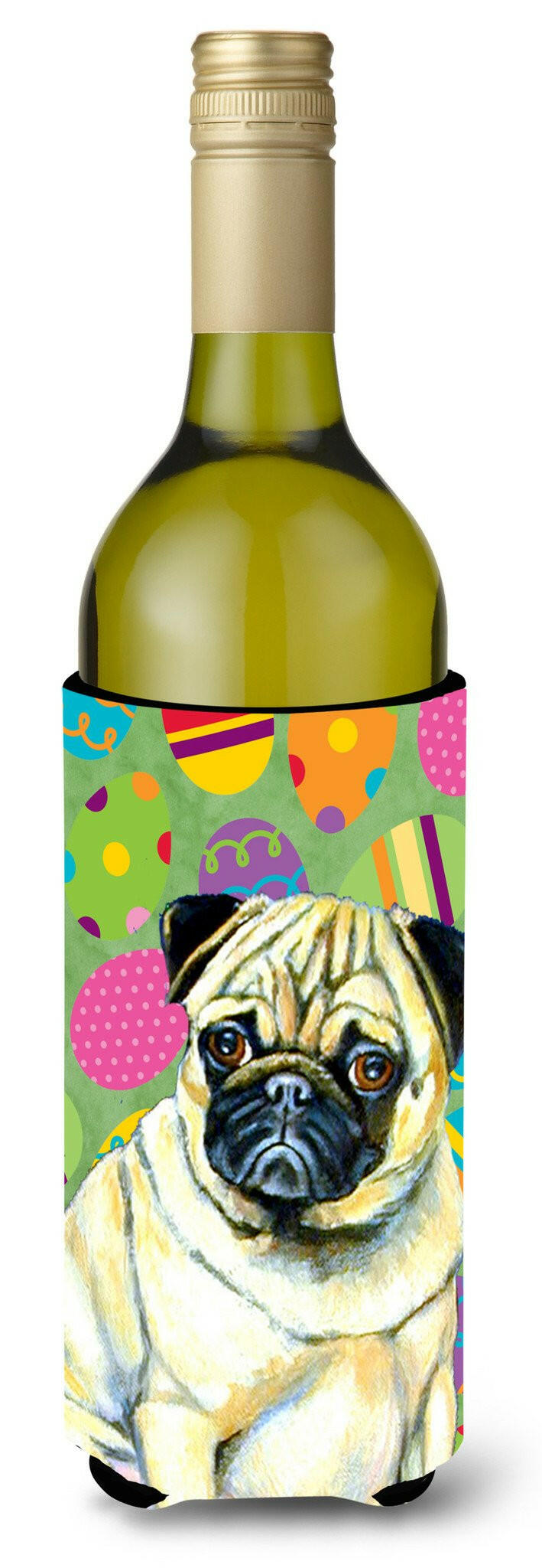 Pug Easter Eggtravaganza Wine Bottle Beverage Insulator Beverage Insulator Hugger by Caroline&#39;s Treasures